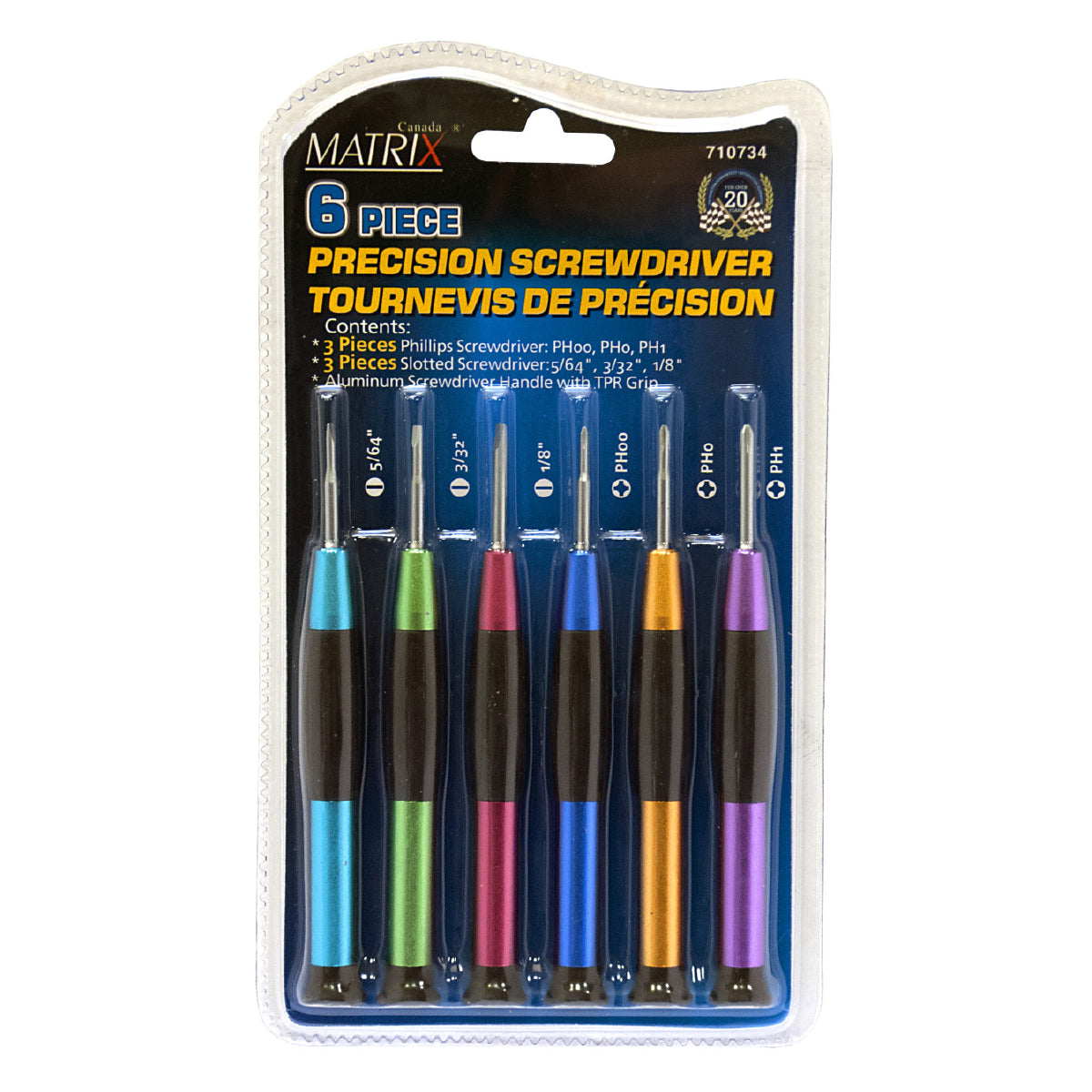 Ens. 6pcs de tournevis de précision codés par couleur