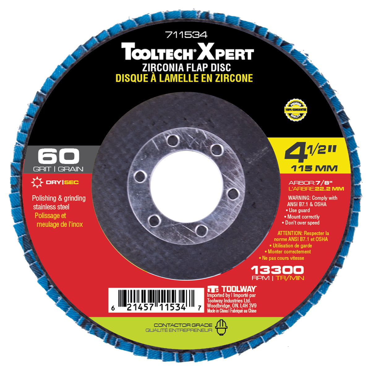 Disque à lamelles Zircon 60 Grit 4-1/2'' x 7/8''