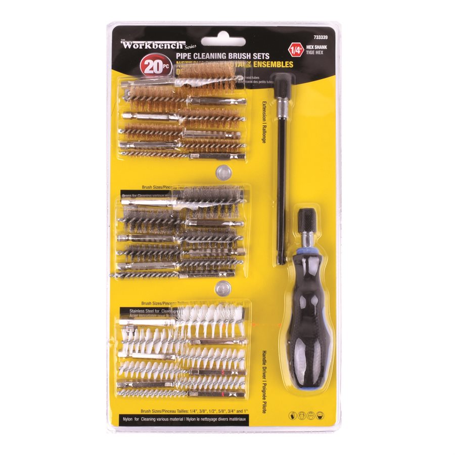 Ens. 20pcs brosses axiales prises hexagonales 1/4''