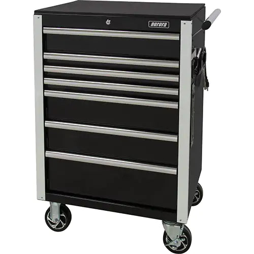 Chariot à outils à usage intensif, 7 tiroirs, 28" la x 22" p x 42-3/8" h, Noir