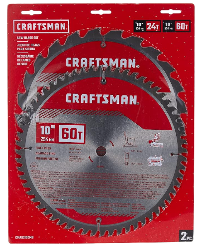 Ens. 2 lames circulaires 10'' au carbure 28 et 40 dents