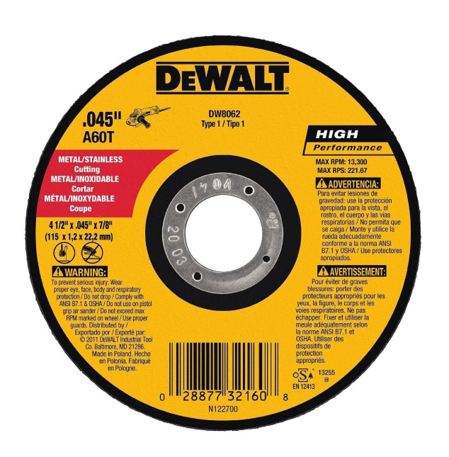 Disque de coupe/meulage pour métal 4-1/2''