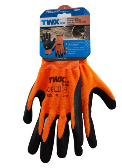 Gants LATEX ORANGE/NOIR L (12)
