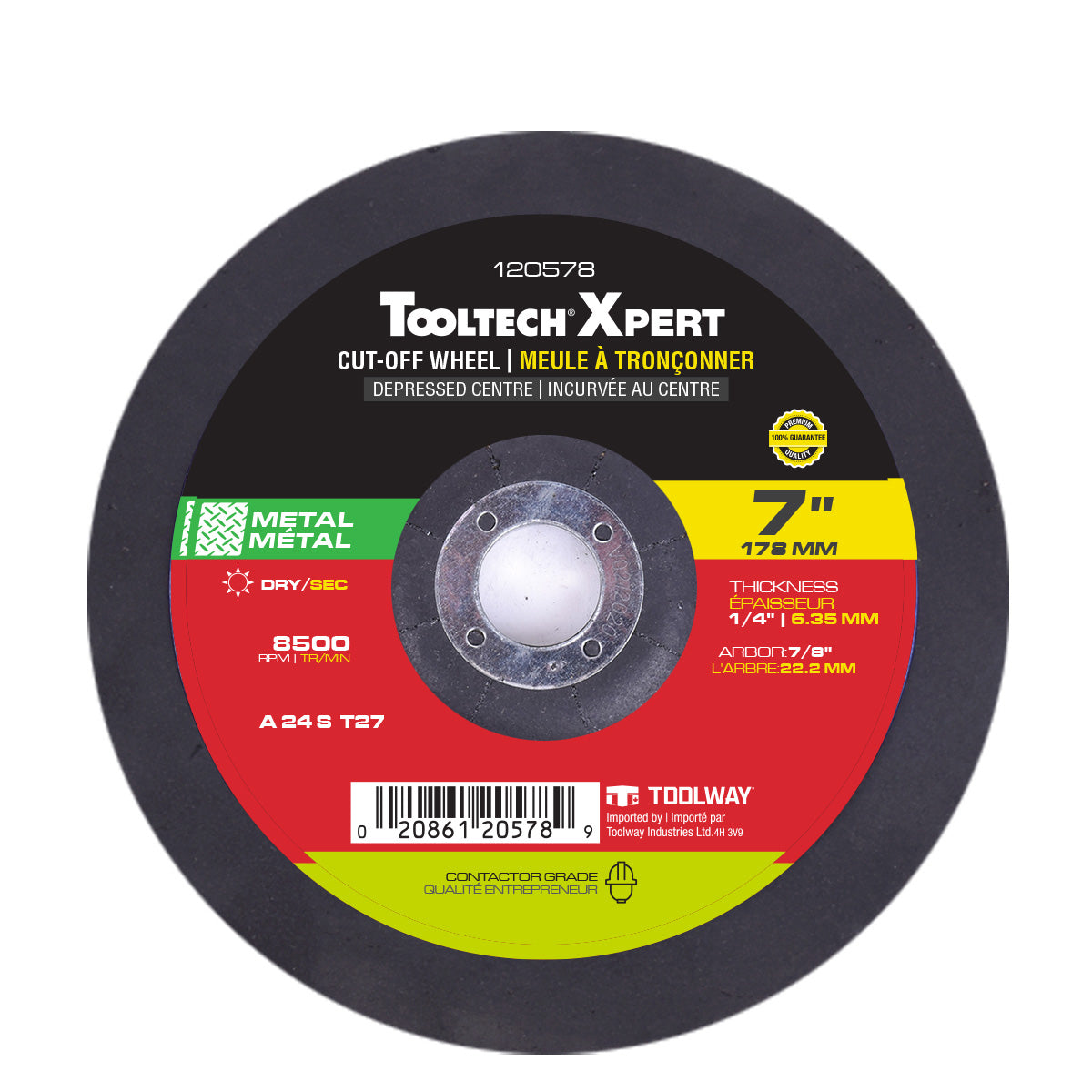 Meule à tronçonner 7'' incurvée au centre à métal