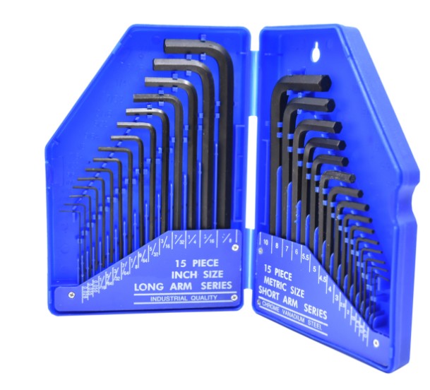 Ens. 30pcs clés hexagonales SAE/Métrique