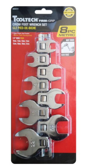 Ens. 8pcs de clés pied-de-biche métrique