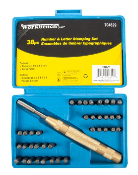 Ens. 38pcs poinçons à chiffres et lettres