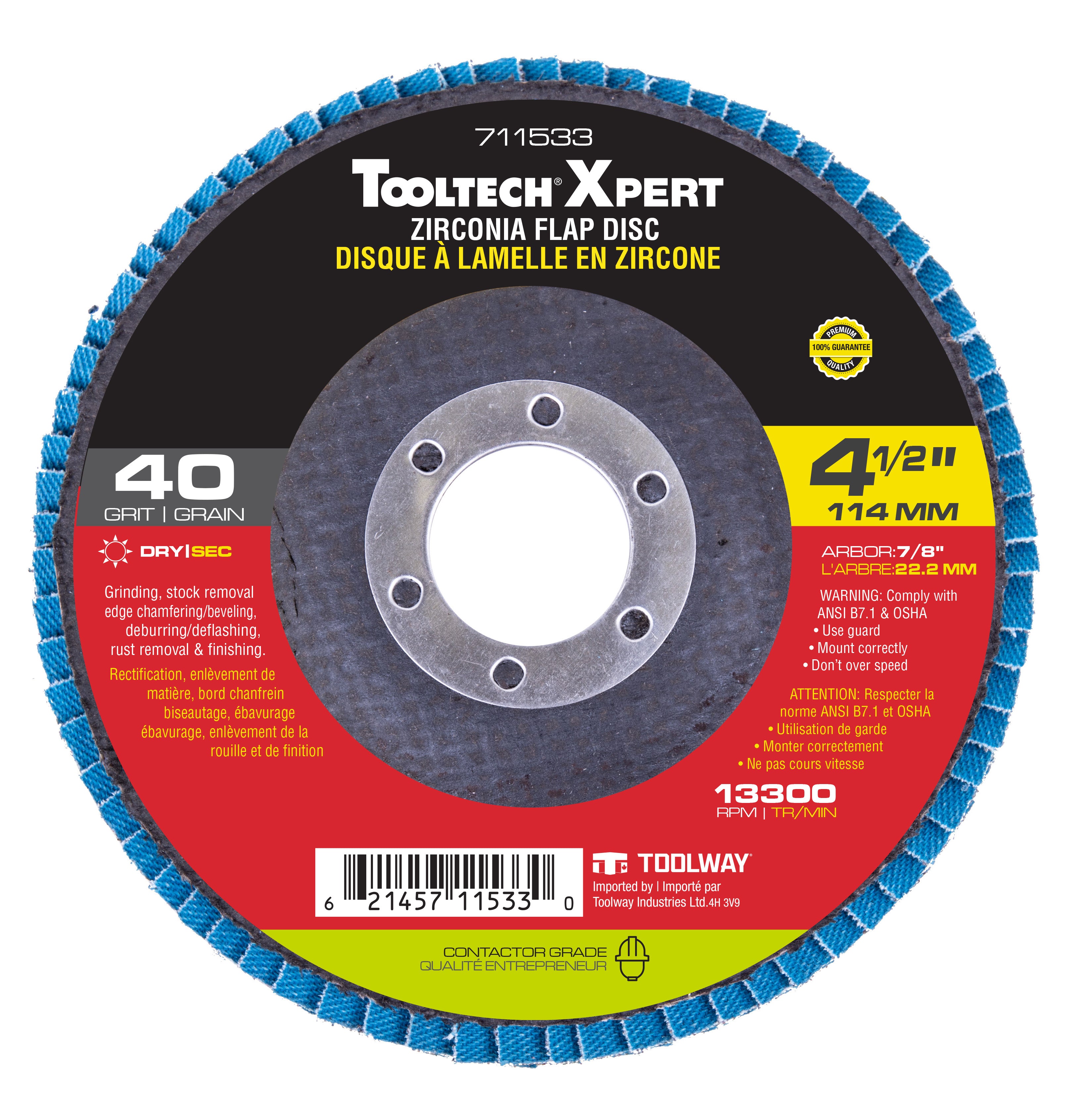 Disque à lamelles Zircon 40 Grit 4-1/2''