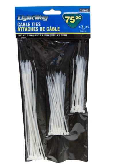 Attache-câbles grandeurs variés blanc (75)