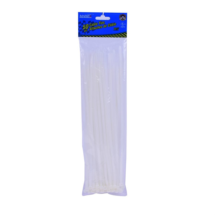 Attaches câble 11-1/2po blanc (50pcs)