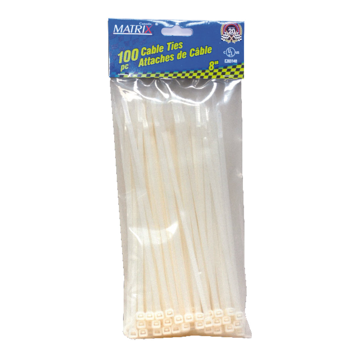 Attaches câble 13-1/2po blanc (50pcs)
