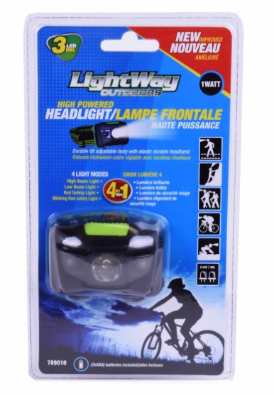 Lampe frontale avec 4 modes d'éclairage